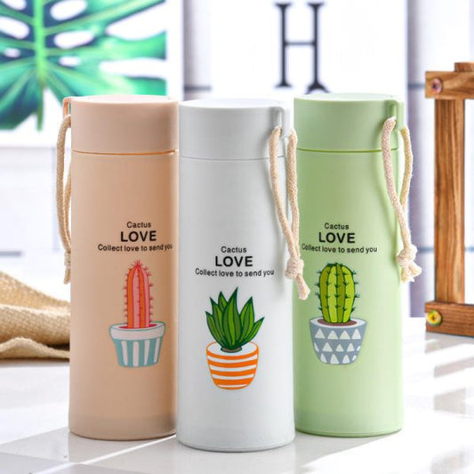 cactus love print style glass water