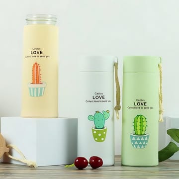 cactus love print style glass water